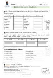 Le féminin des noms et des adjectifs - CM1 - Exercices avec correction - PDF à imprimer