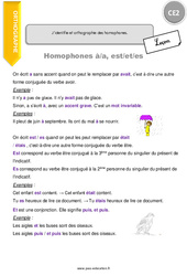 J’identifie et orthographie des homophones. - CE2 - Leçon - PDF gratuit à imprimer