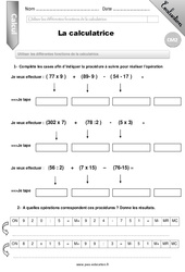 Utiliser les différentes fonctions de la calculatrice - CM2 - Evaluation - Bilan