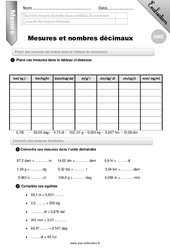 Mesures et nombres décimaux - CM2 - Evaluation - Bilan - PDF à imprimer