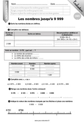 Les nombres jusqu’à 9 999 - Evaluation - Bilan - CM1 - PDF à imprimer
