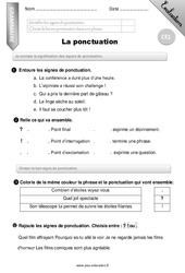 La ponctuation - Evaluation - Bilan - CE1
