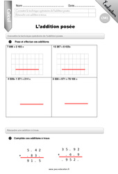 L’addition posée - Evaluation - Bilan - CM1 - PDF à imprimer