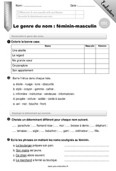 Genre du nom - Evaluation - Bilan - CE1 - PDF à imprimer