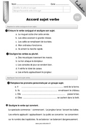 Accord sujet verbe - Evaluation - Bilan - CE1 - PDF à imprimer