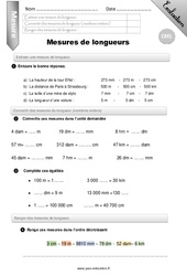 Mesure de longueur - CM1 - Evaluation - Bilan - PDF à imprimer