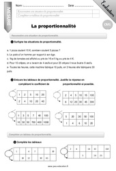 Proportionnalité - CM1 - Evaluation - Bilan - PDF à imprimer