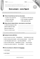 Sens propre - Sens figuré - Evaluation - Bilan - CE1 - PDF à imprimer