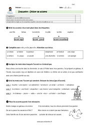 Utiliser les accents - CM1 - Evaluation - Bilan - PDF à imprimer