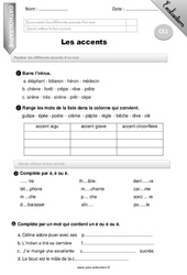 Accents - CE1 - Evaluation - Bilan - PDF à imprimer