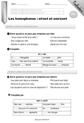 Homophones est -et et son -sont - CE1 - Evaluation - Bilan - PDF à imprimer