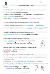 Accord du verbe avec le sujet - CM2 - Leçon - PDF gratuit à imprimer