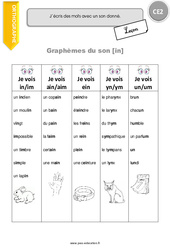 Graphèmes du son [in] - CE2 - Leçon