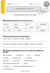 Graphèmes du son [in] - CE2 - Exercices  - PDF à imprimer
