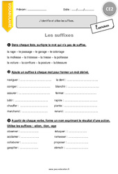 Suffixes - Exercices à imprimer - CE2