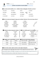 Utiliser les accents et autres signes - CM2 - Exercices avec correction - PDF à imprimer
