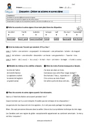 Utiliser les accents et autres signes - CM2 - Evaluation - Bilan - PDF à imprimer