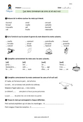 Mots contenant les sons -ai -eil -euil -ouil - CM1 - Exercices avec correction - PDF à imprimer