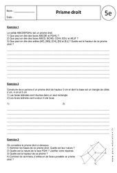 Prisme droit - 5ème - Exercices corrigés - PDF à imprimer
