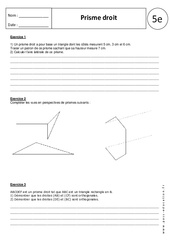 Prisme droit – Exercices corrigés - 5ème - PDF à imprimer