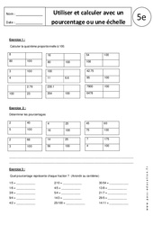 Calculer et utiliser un pourcentage ou une échelle - 5ème - Exercices corrigés - PDF à imprimer