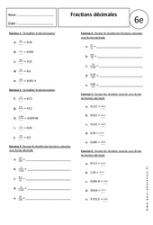 Fractions décimales – 6ème - Exercices corrigés – Ecritures fractionnaires - PDF à imprimer
