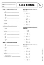Simplification – 6ème – Exercices corrigés – Ecritures fractionnaires - PDF à imprimer