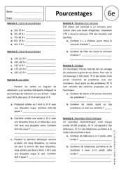 Pourcentages - Exercices corrigés - 6ème - Proportionnalité - PDF à imprimer