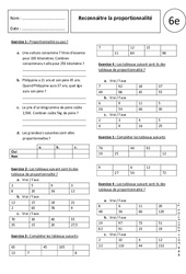 Reconnaitre la proportionnalité – Exercices corrigés – 6ème - PDF à imprimer