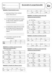 Reconnaitre la proportionnalité – 6ème - Exercices corrigés - Tableau - PDF à imprimer