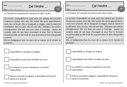La sorcière Crapouillette - Chronologie de l'histoire - Ce1 - Exercices de lecture - PDF à imprimer