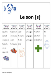 Son [s] – s - ss - c - ç - t - x - Cp - Ce1 – Affiche pour la classe – Etude des sons - PDF à imprimer