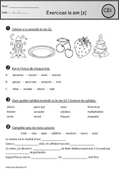 Exercices - Son [s] – s - ss - c - ç - t - x - Ce1 – Etude des sons - PDF à imprimer