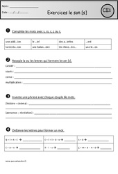 S S Ss C C Son Simple Ce1 Cycle 2 Exercice Evaluation Revision Lecon