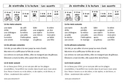 Fiche de lecture - Accents – Aigu - Grave - Circonflexe -  Ce1 - Cycle 2 - PDF à imprimer