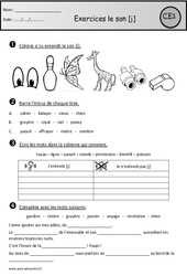 Exercices - Son [j] - i - y – Ce1 – Cycle 2 - Etude des sons