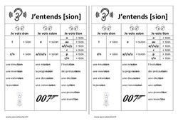 Fiche mémo élève - Son sion - ssion - tion – Cp – Ce1 – Cycle 2 - PDF à imprimer