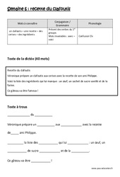 Recette du clafoutis – Ce1 – Dictée préparée – Semaine 6 - PDF à imprimer