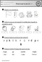 Exercices – Son r – Cp – Etude des sons – Cycle 2 - PDF à imprimer