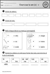 Révisions – Son v – Cp – Etude des sons – Cycle 2 - PDF à imprimer
