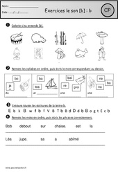 Exercices – Son b – Cp – Etude des sons – Cycle 2 - PDF à imprimer