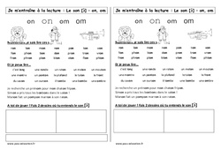 Son on - om – Cp – Phonologie – Etude des sons – Cycle 2 - PDF à imprimer