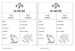 Fiche mémo élève – Son s – s, ss – Etude des sons – Cycle 2 - PDF à imprimer