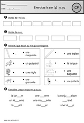 Révisions – Son g, gu – Cp – Etude des sons – Cycle 2 - PDF à imprimer