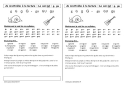 Son g, gu – Cp – Phonologie – Etude des sons – Cycle 2 - PDF à imprimer