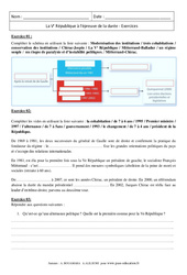 La Ve République à l'épreuve de la durée - 3ème - Exercices corrigés - PDF à imprimer