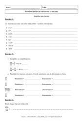 Simplifier une fraction – 3ème – Révisions – Brevet des collèges - PDF à imprimer