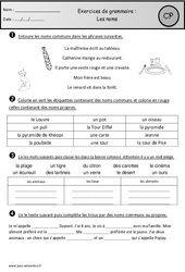 Noms – Exercices – Cp – Grammaire – Cycle 2