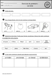 Révisions - Noms – Cp – Grammaire – Cycle 2 - PDF à imprimer