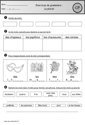 Révisions - Pluriel – Cp – Grammaire – Cycle 2 - PDF à imprimer